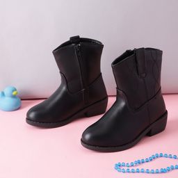 TRUFFLE COLLECTION Abstract Designed Zipper Boots - Black-image-8