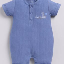 BABY GO Cotton Half Sleeves Hello I Like You A Lot Text Printed Romper - Blue-image-57