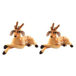 Tickles Cute Deer Soft Stuffed Plush Animal Toy for Kids Boys & Girls Birthday Gift, Pack of 2 (Color: Brown; Size: Length 30 cm)-image-66