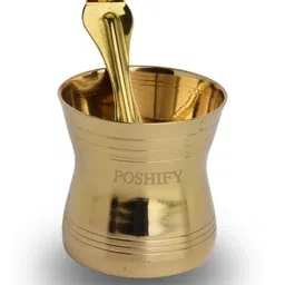 POSHIFY Brass Pancha Patra with Spoon - Sacred Hindu Puja Set for Daily Worship-image-20