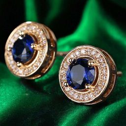 DressBerry Gold-Toned Cubic Zirconia Studded Contemporary Studs Earrings-image-5