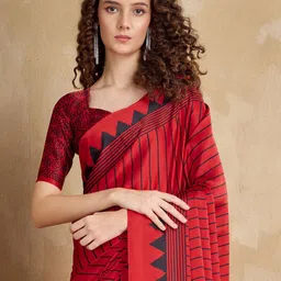 all about you Striped Satin Block Print Saree-picture-29