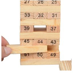 NEGOCIO Numbered Wooden Block Stacking Game with 2 Dices - 48 pieces image 2