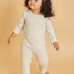 Softsens Kids Ecru Ribbed Long Sleeves Top With Trouser-image-28