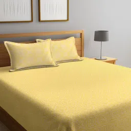 Myntra Elegant Homes Yellow & White Woven Design Cotton Double King Bed Cover-image-74