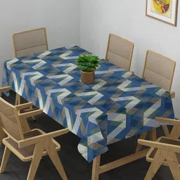 Arrabi Blue & Yellow Printed 8-Seater Table Cover-17