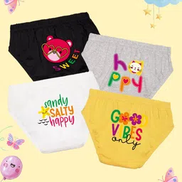 NUSYL Girls Pack Of 4 Text Printed Mid Rise Basic Briefs-image-70