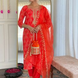 KALINI Yoke Design Round Neck Kurta With Trousers & Dupatta-picture-35