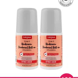 Sirona Set of 2 2-in-1 Underarm Roll On Deodorants with Prebiotics 50 ml - Citrus Cheer-2