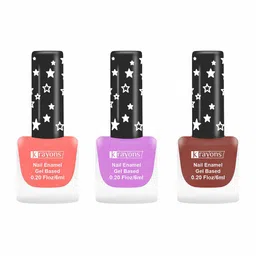 krayons Set of 3 Gel Based Quick Dry Nail Enamel 6ml Each - Shade 01, 02, 18-2