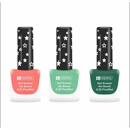 krayons Set Of 3 Gel Based Matte Finish Nail Enamel - Blossom Peach+Mint Green+ForestGreen-33