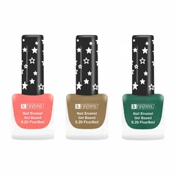 krayons Set Of 3 Gel Based Matte Finish Nail Enamel - Blossom Peach+Nude Beige+ForestGreen-26