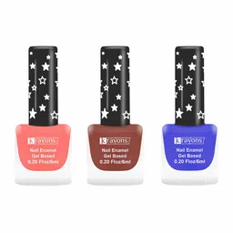 krayons Set of 3 Gel Based Quick Dry Nail Enamel 6ml Each - Shade 01, 18, 12-18