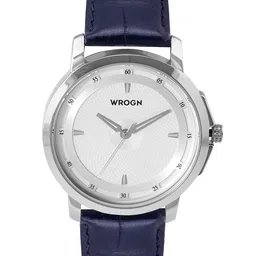 WROGN Men Brass Dial & Blue Straps Analogue Watch WR-6601-White-image-0