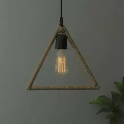 Homesake Beige Triangle Shape Hemp Rope Lamp - Set of 1 (Bulb not included)-10