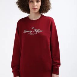 TOMMY HILFIGER Maroon Cotton Graphic Print Sweatshirt-image-86