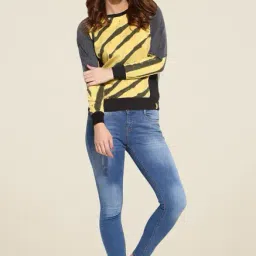 Campus Sutra Yellow Printed Sweatshirt-image-52