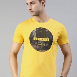 Huetrap Men Yellow Printed Cotton T-shirt-image-105