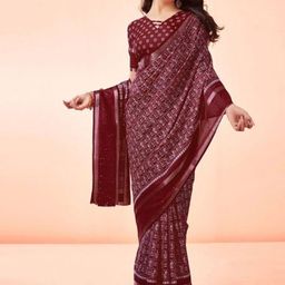 VRAGI Ethnic Motifs Sequinned Silk Blend Maheshwari Saree-picture-24