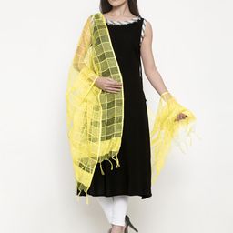 AURELIA Yellow Checked Dupatta-image-6