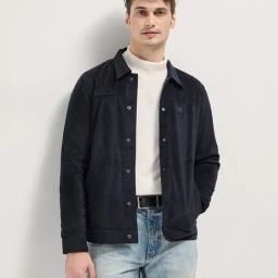 The Bear House Black Polyester Regular Fit Textured Casual Jacket-picture-5
