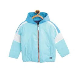 Cherry Crumble by Niit Hyman Kids Sky Blue Solid Reversible Hooded Jacket-picture-22