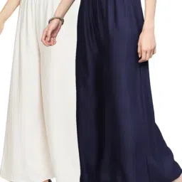 N-Gal Multicolor Flared Fit Palazzos (Pack Of 2)-36