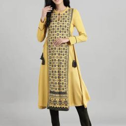 Aurelia Yellow Printed Straight Kurta-picture-47