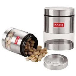 HAZEL Silver Stainless Steel Storage Containers (500 ml) - Set of 2-10