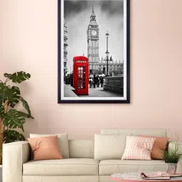 999store Grey & Red Clock Tower Printed Canvas Painting-15