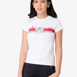 Mode By Red Tape Kids White Cotton Printed T-Shirt-83