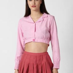 Forever 21 Pink Full Sleeves Cropped Jacket-picture-2