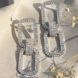 Joker & Witch Silver Rhinestone- Blingy Party Tonight Bling Dangler Earrings-image-13