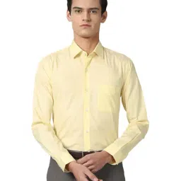 Peter England Yellow Slim Fit Cotton Shirt-picture-39