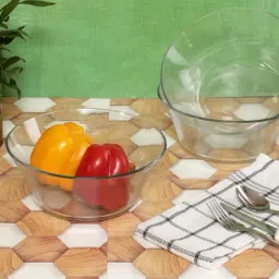 Duralex 'Lys' Transparent Glass 23 cm Table Serving Bowl (2.2 L) - Set of 3-4