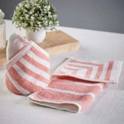 Fabindia 'Aniya' Pink & White Cotton 500 GSM Face Towel - Set of 1-image-33