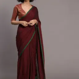 Suta Maroon Plain Saree Without Blouse-picture-14