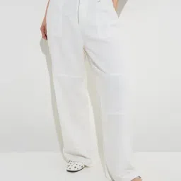 Nuon by Westside White High-Rise Trousers-image-1