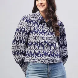 Rare Navy & White Geometric Print Shirt-picture-18