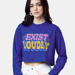 The Souled Store Dark Blue Exist Loudly Printed Pullover-image-59