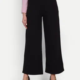 Broadstar Black Relaxed Fit High Rise Formal Trousers-image-121