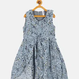 Kiddopanti Kids Blue Floral Print Dress-image-92