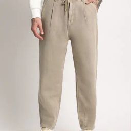 The Bear House Beige Cotton Relaxed Fit Texture Jeans-image-53