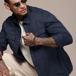 WROGN Oversized Fit Opaque Pure Cotton Casual Shirt-image-24