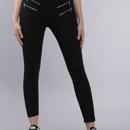 Tokyo Talkies Women Black Slim Fit Solid Regular Trousers-image-56