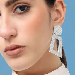 Sohi Silver Plated Designer Party Drop Earrings-21