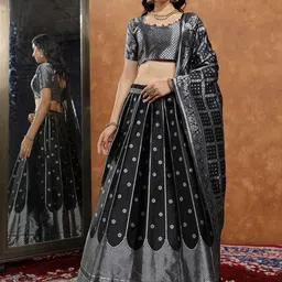 SWAMI STUDIO Woven Design Zari Work Semi-Stitched Silk Lehenga & Blouse With Dupatta-picture-46