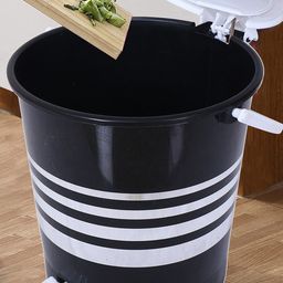 Kuber Industries Black & White 2 Pcs Striped Pedal Dustbin 10 L Each-46