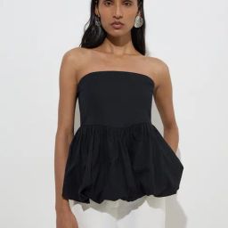Wardrobe by Westside Black Cotton Balloon Top-image-52