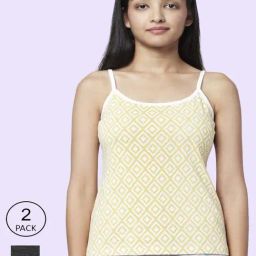 YU by Pantaloons Beige & Grey Cotton Printed Camisoles - Pack Of 2-picture-7